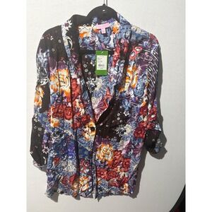 Lilly Pulitzer (?)  Resort Paisley Floral Rayon Button Up Shirt Medium NEW